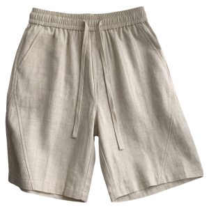 LIUBU | Quần Short Nam Phong Cách Linen Cổ Điển Dải Xéo Lụa Băng 5 Inch