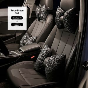 XIONGDECHUANSHUO | Neck & Lumbar Support Pillow Leather & Leopard Print Car Accessory