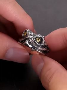 Cincin Mata Ular - Silver Gold Snake Python Eyes Head Serpent Adjustable Ring Resizable Open Rings / Aksesoris Mata Kobra Perak Emas Fleksibel Bisa Disesuaikan Dibesarkan Dikecilkan Kuat Awet Kokoh Tahan Lama Keren Elegant Small Simple Statement