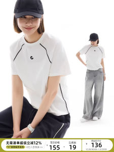 เสื้อยืดคอกลมแขนสั้นทรงเข้ารูป CLOUDSPACE เสื้อผ้าทำงานสไตล์เกาหลีสำหรับผู้หญิงในฤดูร้อน