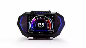 RYSJM | Digital Speedometer Slope Meter HUD P24 OBD2+GPS Head Up Display On Board Computer Multi-Function Fuel Level Oil Press Consump
