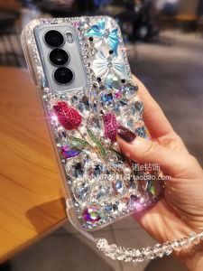 Luxury Full Cover Rose Flower Phone Case for Oppo Reno12 Series Water Diamonds Anti-Fall A3pro A2m A98 A57 Creative Personalized Protective Shell
