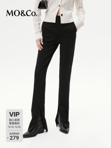 MoCo High Waist Slim Fit Casual Pants Exquisite Weave Black Long Straight Leg Trousers Street Style Polyester Fiber