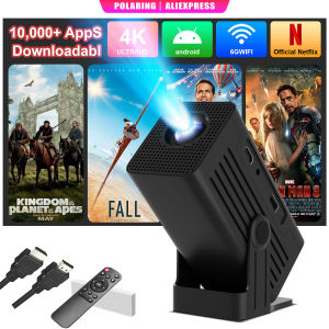 Polaring N6 Android Projector 2025 Upgraded 4K Decode 720P Video Projector Bluetooth HDMIPortable Projector.(US-Plug）