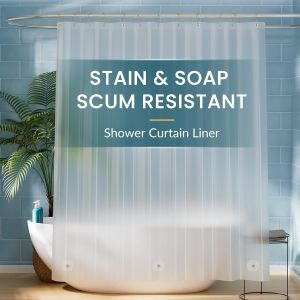 Clear Shower Curtain PEVA Transparent Bathroom Liner Waterproof 180x200CM Bath Curtains Bathroom Mould Proof Curtains with Hooks