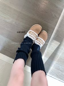 Warm Knitted Button Detail Flared Womens Sock Covers Multi-Color Thickened Winter Leg Warmers Comfortable Home Socks