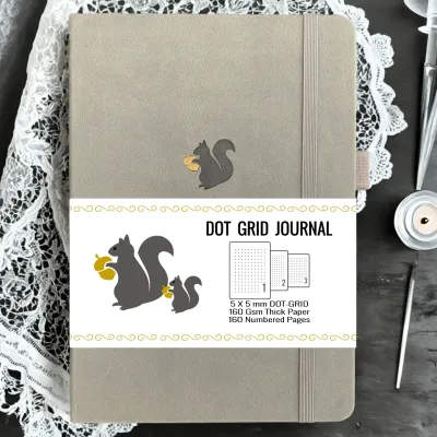 Dotted A5 Journal with Numbered Pages – BUJO Dot Grid Notebook PU Leather 160gsm Paper for Bujo Ideas