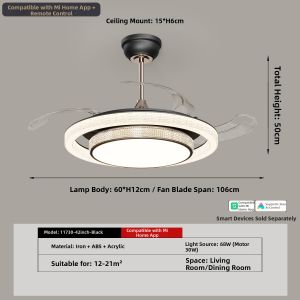 DGY | Vintage Elegant Glacier Invisible Ceiling Fan Light