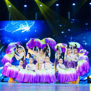 Elegant Childrens Classical Dance Performance Costume Butterfly Dream Flying Fan Dance Girls Flowing Skirt Performance Outfit