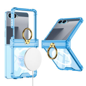 szhaiyu | Transparent Airbag Ring Holder Magnetic Phone Case for Samsung Galaxy Z Flip 8 7 Flip8 Hinge Protection Cover Protector
