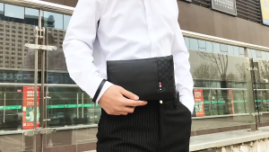 GLADIO Tas Pria Clutch Hitam GLD039B5 Pouch Pria Willow Simple Kulit Glossy Keren Premium Branded