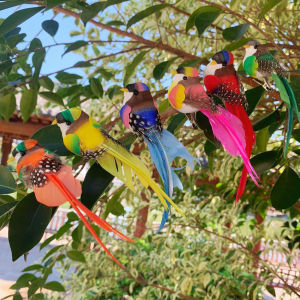 Adorable 3D Simulation Bird Decoration with Real Feathers for Kindergarten Living Room Courtyard Garden Desktop Ornament