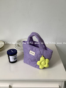 TheFifthMoon Simple Cute Flower Embroidery Handbag Lunch Bag Storage Bag Cotton Material Casual Use Small/ Medium Size