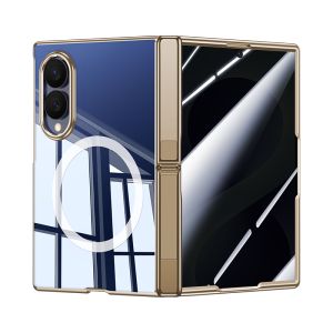 [Compatible with MagSafe]for Samsung Z Fold 8 Case with Built-in Privacy Glass ProtectorHidden Kickstand Full Hinge Protection Clear Hard Plating Bumper Shockproof Case for Galaxy Z Fold 8 Ultra CaseZ Fold 7 Case