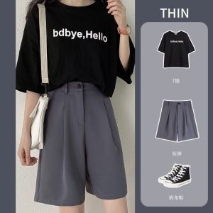 High Waist Good Quality Tailored Shorts Women Summer Loose Fit Five Inch Straight Leg A-Line Casual Pants High Waist