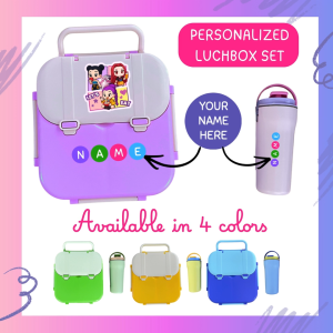 Customizable Kids Lunch Box Set with Personalized Name - Durable Plastic Lunch Bags in Assorted Colors