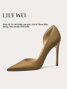 LILY WEI | Giày Gót Cao Sang Trọng Có Khe Hở Bên Dành Cho Kích Thước Lớn