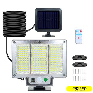 600W 344/192LED Solar Lights Outdoor Super Bright Human Motion Sensor Security Flood Wall Lamps For Wall Garage Courtyard Garden