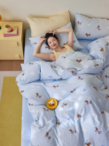 DOHIA | Cartoon Print 60s Combed Cotton Bedding Set Double Layer Gauze 100% Cotton