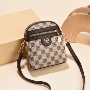 กระเป๋าสะพายข้างแบบสะพายข้างสำหรับผู้หญิง Mini Double Layer Crossbody Bag กระเป๋าใส่โทรศัพท์มือถือ กระเป๋าสตางค์ เค้ก กระเป๋าสตางค์แบบมีซิป