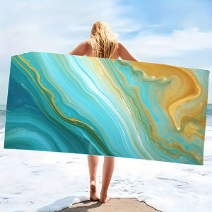 Microfiber Beach Towel Marble Pattern Bath Towel Thin Absorbent Extra Large Towel for Beach Swimming Camping Yoga Bath Sports