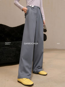 High Waist Wide Leg Pants Dragon Xi Er Straight Leg Trousers Casual Drapey Cuffed Pants Commute Style Autumn Season