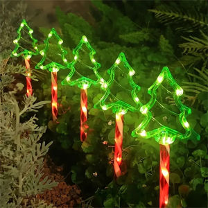 5PC/Set Solar Candy Cane Light Outdoor Waterproof 8 Modes Floor Mounted Light String Garden Courtyard Decoration