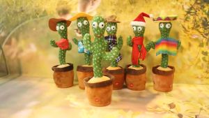 sg【READY STOCK】USB Rechargeable Dancing Cactus Plush Toy Talk Dancing Toy Song Plush Early Childhood Christmas Gift