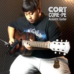 Cort Core-PE AMH All Mahogany Acoustic Guitar with Fishman Sonitone Pickup - Open Pore Black Burst (OPBB)