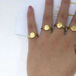 Nhẫn Khắc Chữ Thủ Công Dành Cho Nữ Mạ Vàng 18k Thép Không Gỉ Khắc Hoa Dại Lá Trà Oải Hương Hướng Dương Kiểu Dáng Thời Trang Nhẫn Cưới