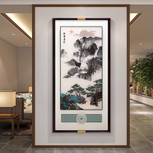 High-End New Chinese Style Entrance Hall Suzhou Embroidery Decorative Painting Wall Background Corridor Passage Artwork