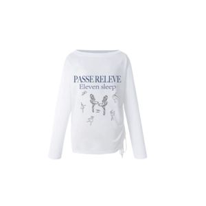 YUEZHONGWEI | American Letter Print Shoulder Bared Thin Long Sleeve T Shirt Women Summer Outerwear Cover Up Air Conditioning Shirt Shoulder Bared Top