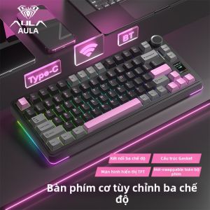 AULA | Bàn phím cơ ba mô-đun tùy chỉnh Wolf Spider S75 Pro không dây màn hình dành cho văn phòng chơi game eSports bố cục F75 thiết bị ngoại vi