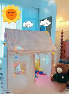 Oversize tent for kids play house with Star Lights Princess House Metal frame play tent for kids