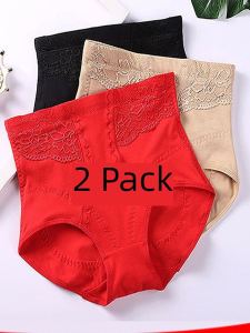 High Waist Belly Shaping Panties Womens Small Belly Strong Hip Lifting and Waist-Slimming Handy Gadget Waist Girdle Pure Cotton Birth Year Red Summer Thin
