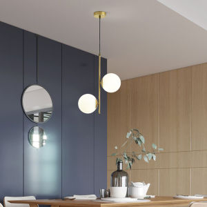 Modern Pendant Light Nordic Round Ball Chandelier Lighting with Glass Lampshades Hanging Lamp for Bedroom Living Room Dining Room Kitchen Coffee Long bar