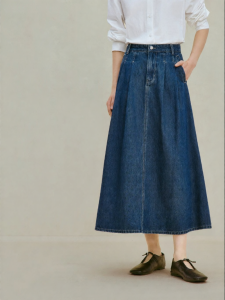 INMAN | Retro Cotton Pleated High Waist Slimming Long A-Line Skirt