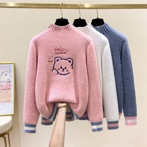 Áo Len Dệt Kim Dễ Thương Cho Bé Gái 12 Tuổi Mùa Thu Đông Mới Về Áo Lót Cổ Tròn Dày Thường Ngày in Họa Tiết Hoạt Hình