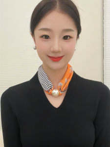 New 2025 Fashion Pearl Magnetic Clasp Milk Satin Necklace Scarf Versatile Elegance Small Silk Scarf Chinese Style Summer Spring