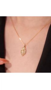OYJR Leaf Rantai Leher Perempuan Anti Rust Minimalist Necklace for Women Gold Stainless Steel Pendant Jewellery 项链