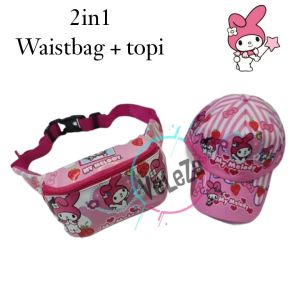 WAISTBAG ANAK PEREMPUAN KARAKTER SANRIO + TOPI / TAS BAHU ANAK / TAS SELEMPANG ANAK / TAS ANAK PEREMPUAN / TAS ANAK KARAKTER / TAS SANRIO / TAS BAHU / TAS SELEMPANG ANAK / WAISTBAG ANAK