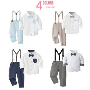 Lontakids ชุดเสื้อผ้าเด็กผู้ชายงานแต่งงานของเด็กวัยหัดเดินชุดกล่องใส่แหวนหูกระต่ายแบบสุภาพบุรุษอย่างเป็นทางการชุดกางเกงสายเอี๊ยมชุดสูท
