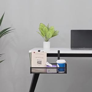 No Drilling Extendable Under Desk Cable Management Metal Cable Tray Under Desk With Clamp Retractable Power Strip Cord Holder