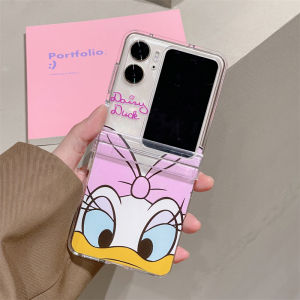 Oppo Find N2 Flip Donald Duck Daisy Couple Phone Case Foldable Screen Full Cover Anti-Fall Cartoon Men Women Style Protective Shell