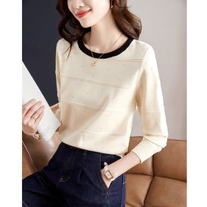 WANGGONGZHU | Fashionable Knitted Round Neck Base Shirt Womens Autumn Winter New Style Simple Elegance Korean Version Long Sleeve Top