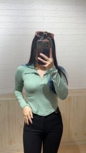 4859 Alira Collar V Long Sleeves Top