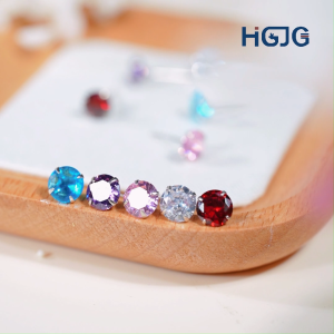 Bông Tai Nụ Bạc Nữ 925 HGJG Đính Đá Cao Cấp Đá Lấp Lánh Nhiều Màu Thích Hợp Đeo Hằng Ngày Dễ Thương