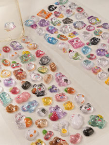 3D Relief Crystal Drip Glue Stickers Waterproof Decoration for Mobile Phone Case Water Cup Girl Children Cartoon Animal Gemstickers