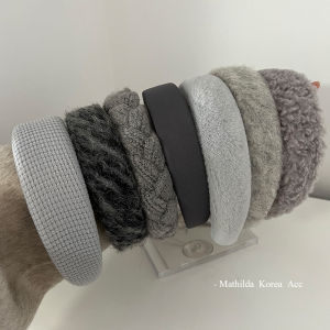 Dongdaemun Gray Knitted Wool Wide Sponge Hairband