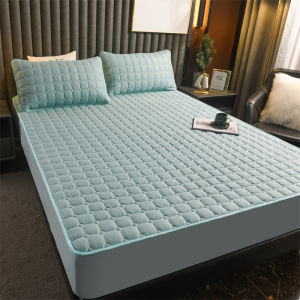 Thickened Cotton Bed Canopy Single Piece Mattress Protector Dustproof Slipproof Bedding Cover Polyester Fiber Quilted Bed Skirt